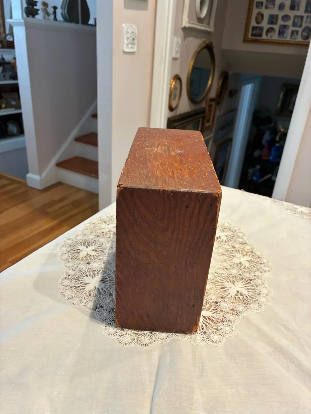 Antique Wooden Desktop Mail Sorter/ stationary box - Brown Desk Organizer
